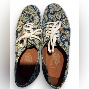 Vans Authentic Paisley Blue and Yellow Sneakers Women Size 8